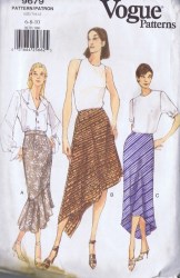 9679 VOGUE ASYMMETRIC SHAPED FLOUNCE OR NOT SKIRT PATTERN 12=16 uncut